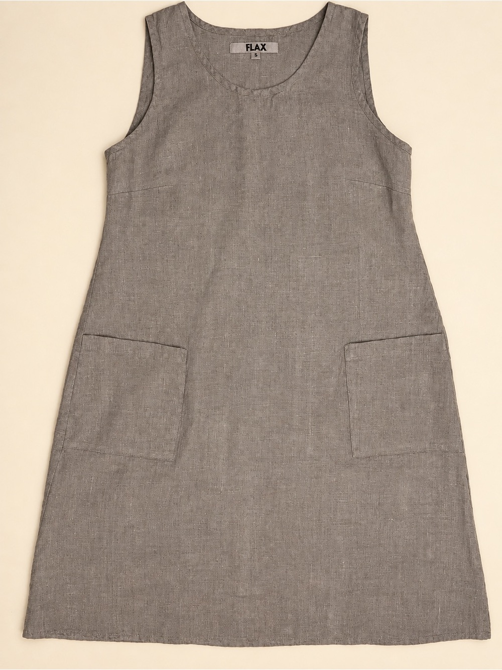 FLAX 100% Linen Sleeveless Dress with Front Pockets